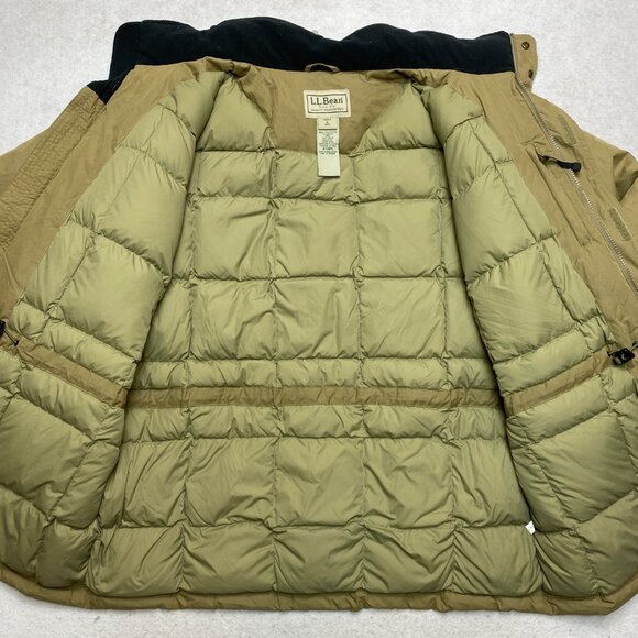 LL Bean Jacket Mens L Reg Olive Green Parka Goose Down Puffer Coat - Picture 8 of 15